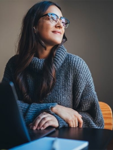 Single woman with computer